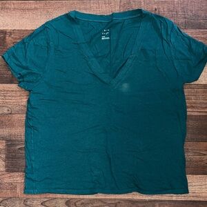 a new day Teal Short Sleeve V-Neck Top